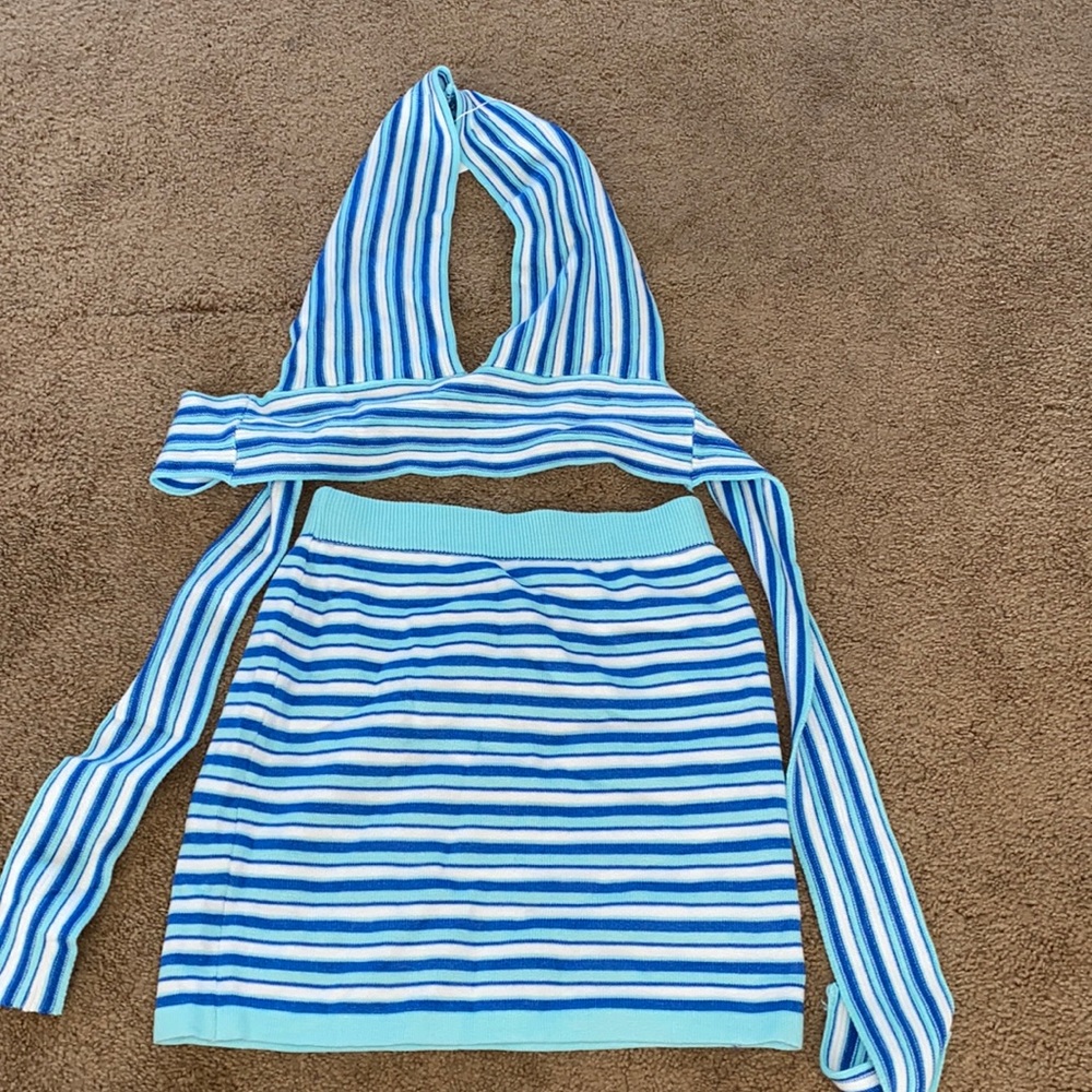 Generation Outcast Clothing Striped Two Piece Skirt Set.